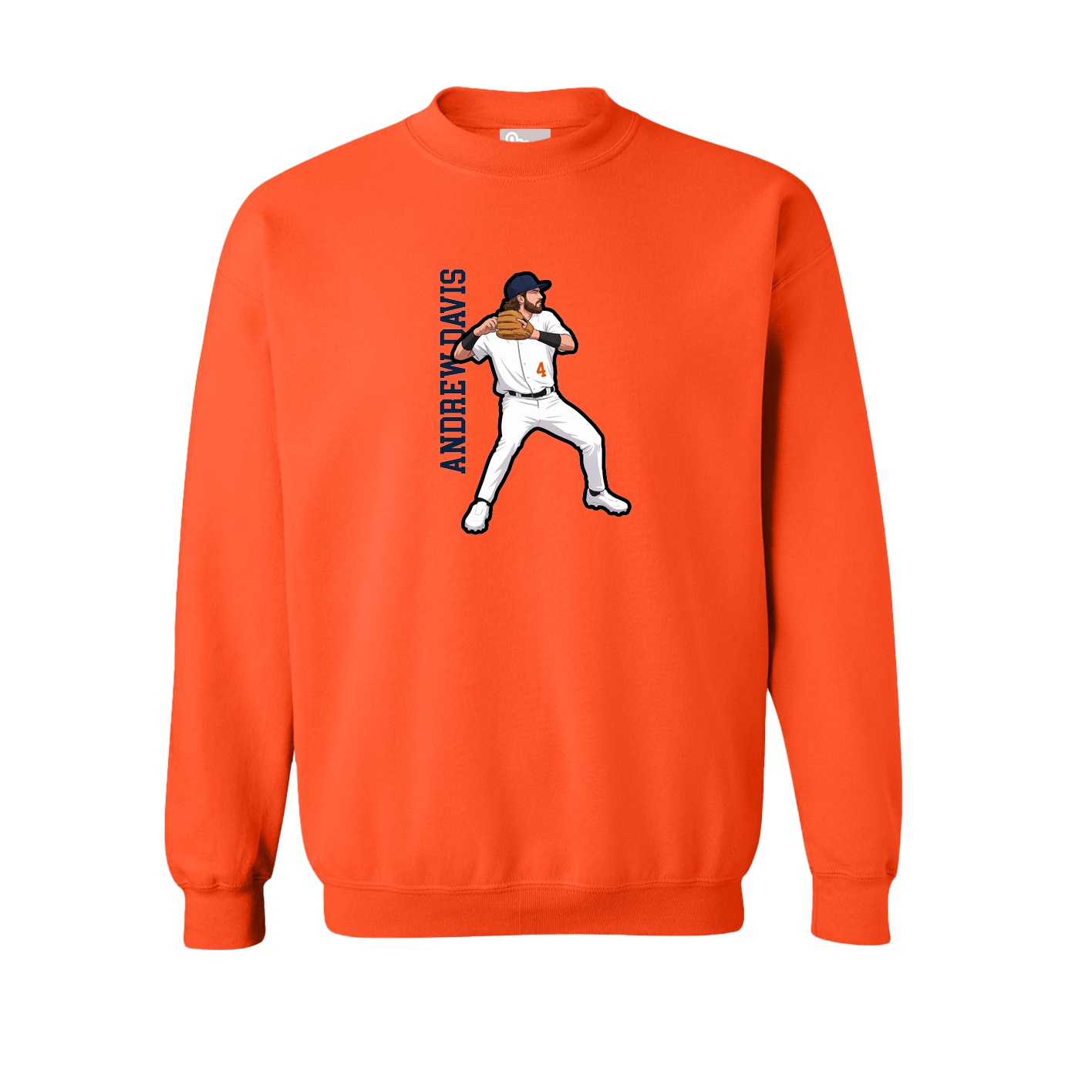 Fleece Crew — Name Vertical in Orange