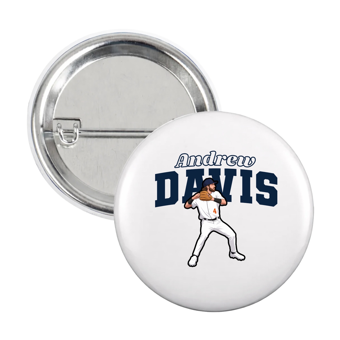 Game Day Button — Name Arch in White