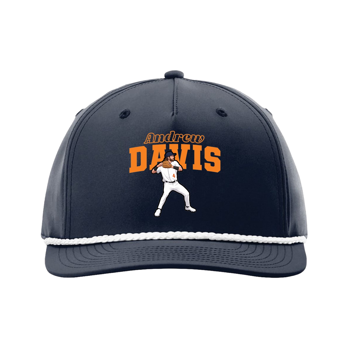 Five-Panel Classic Rope Cap — Name Arch in Navy
