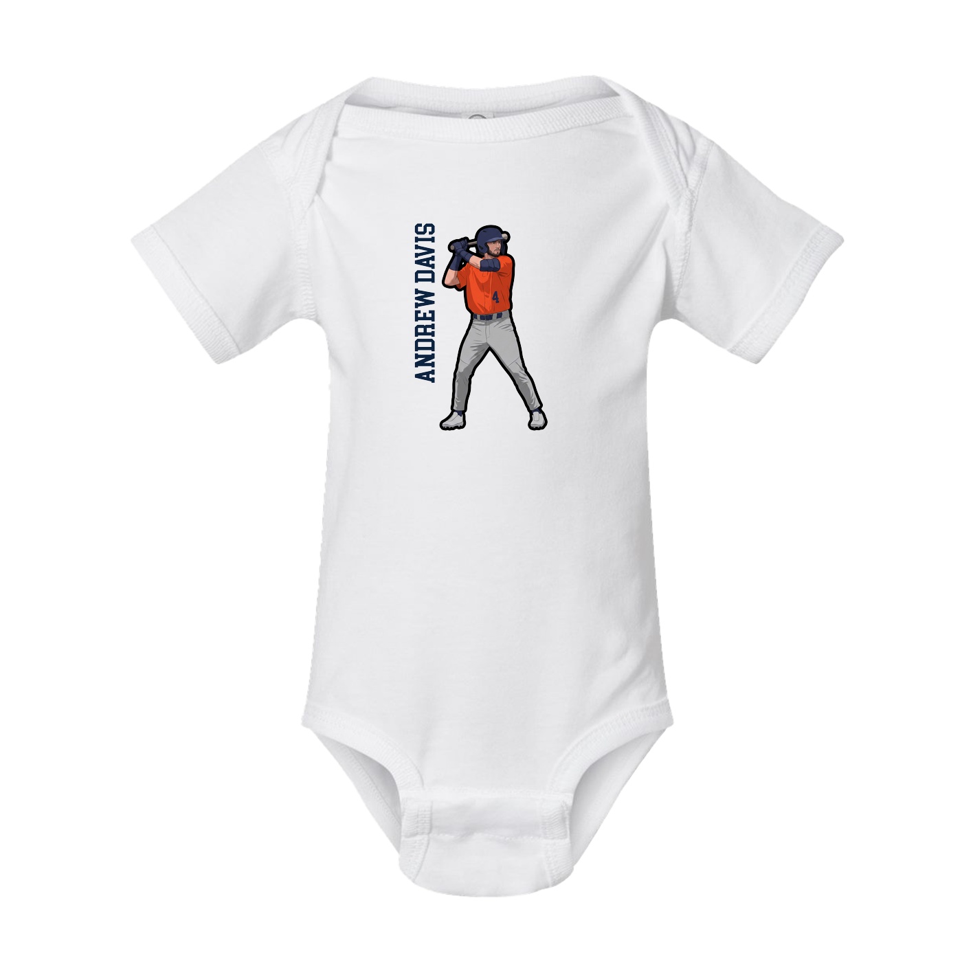 Baby Onesie — Name Vertical in White