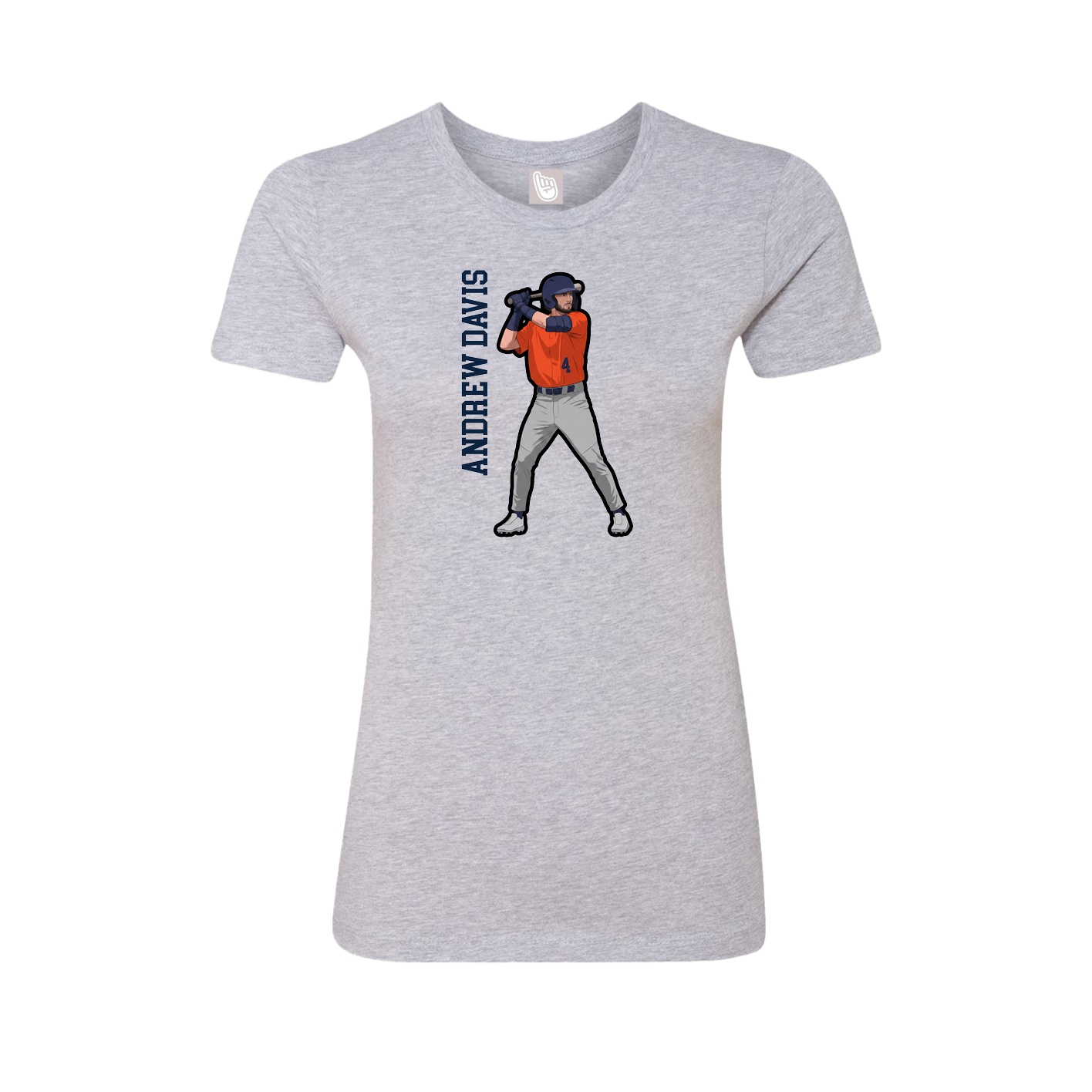 Fitted Women's Tee — Name Vertical in Grey