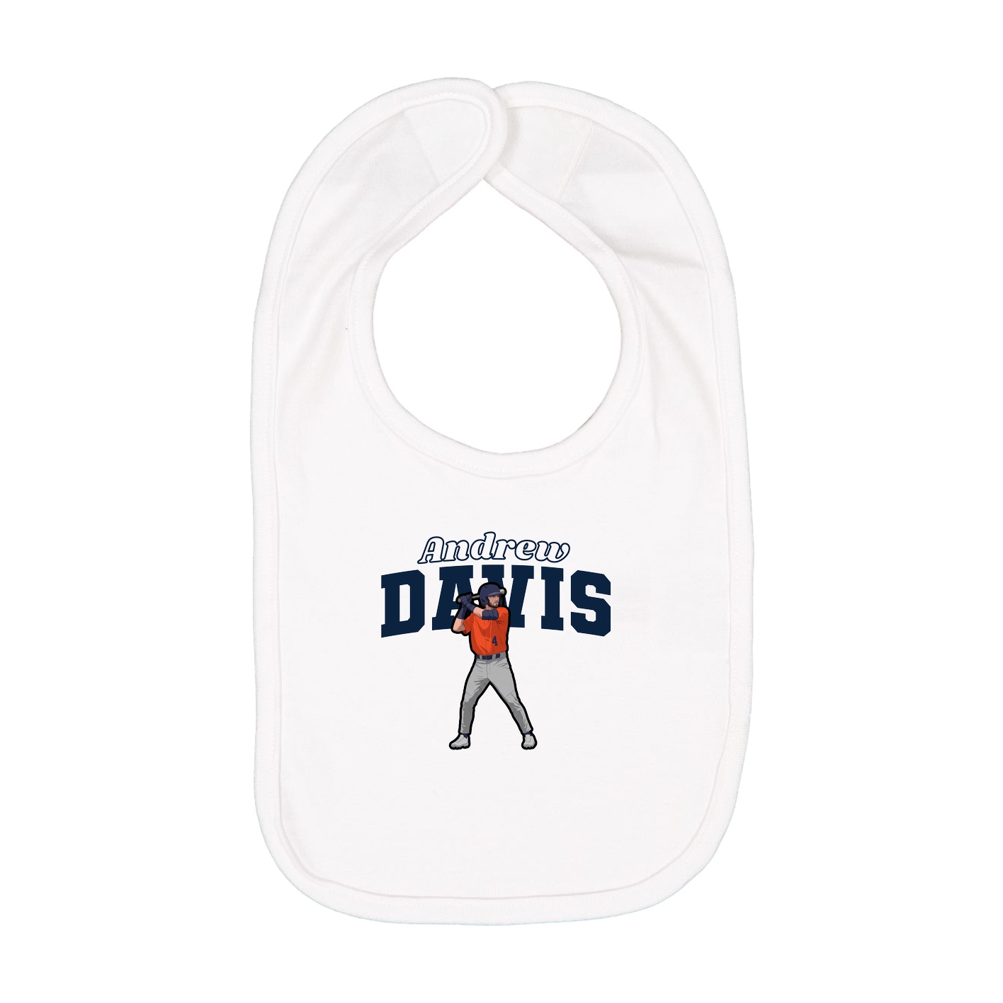 Infant Bib — Name Arch in White