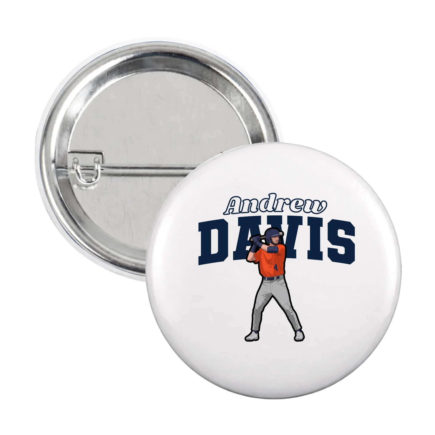 Game Day Button — Name Arch in White