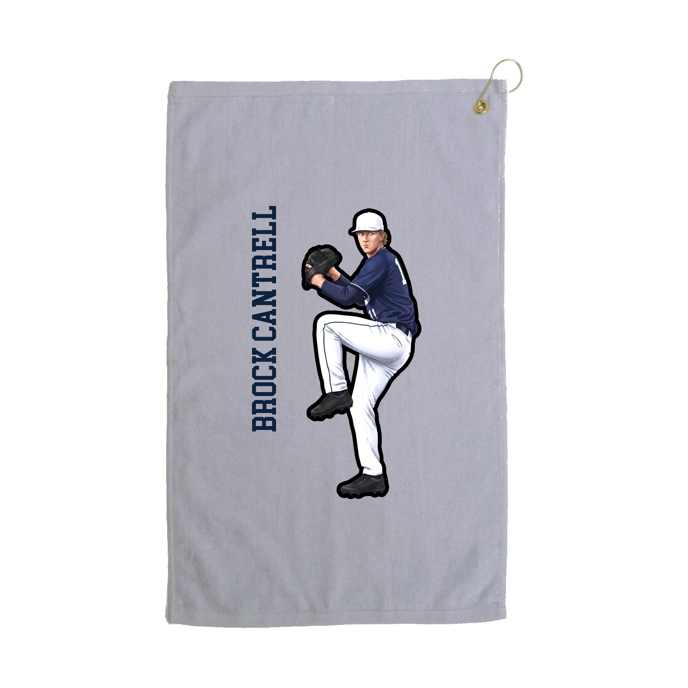 Golf Towel — Name Vertical in Grey