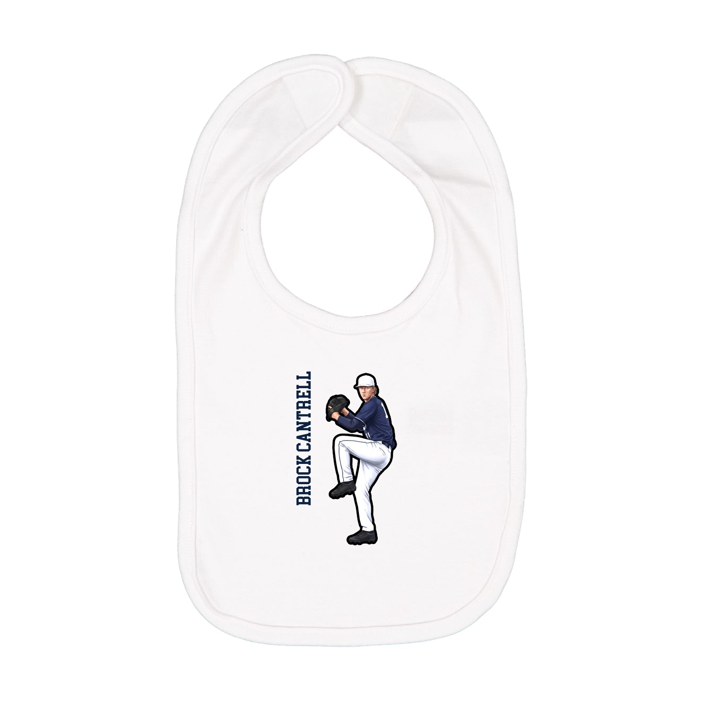 Infant Bib — Name Vertical in White