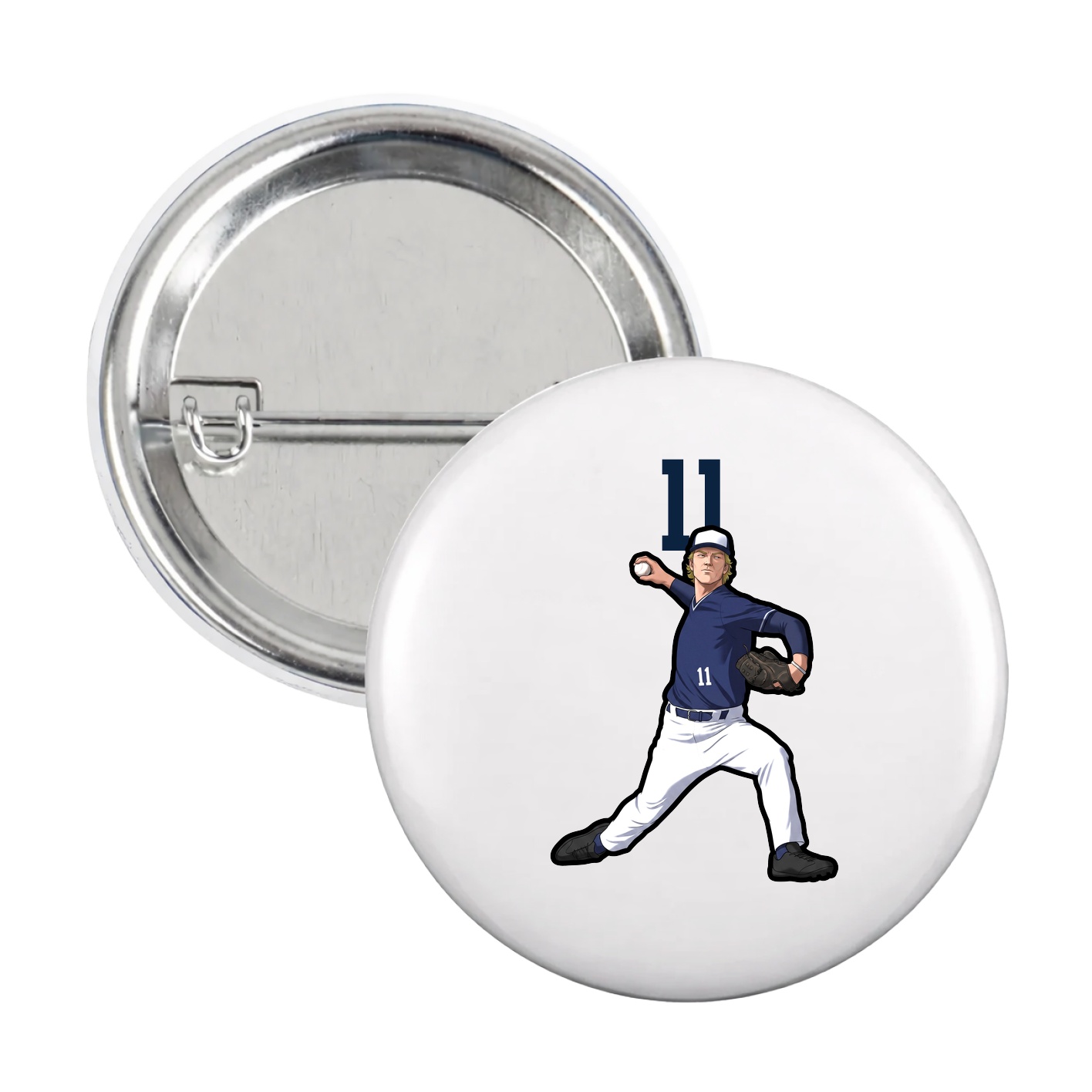 Game Day Button — Number Top in White
