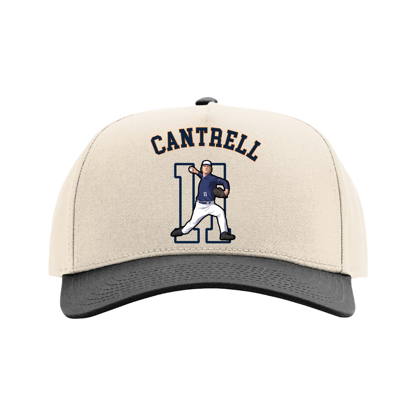 Full Fabric Five-Panel Champ Cap — Shirsey Arch in Cream/Black