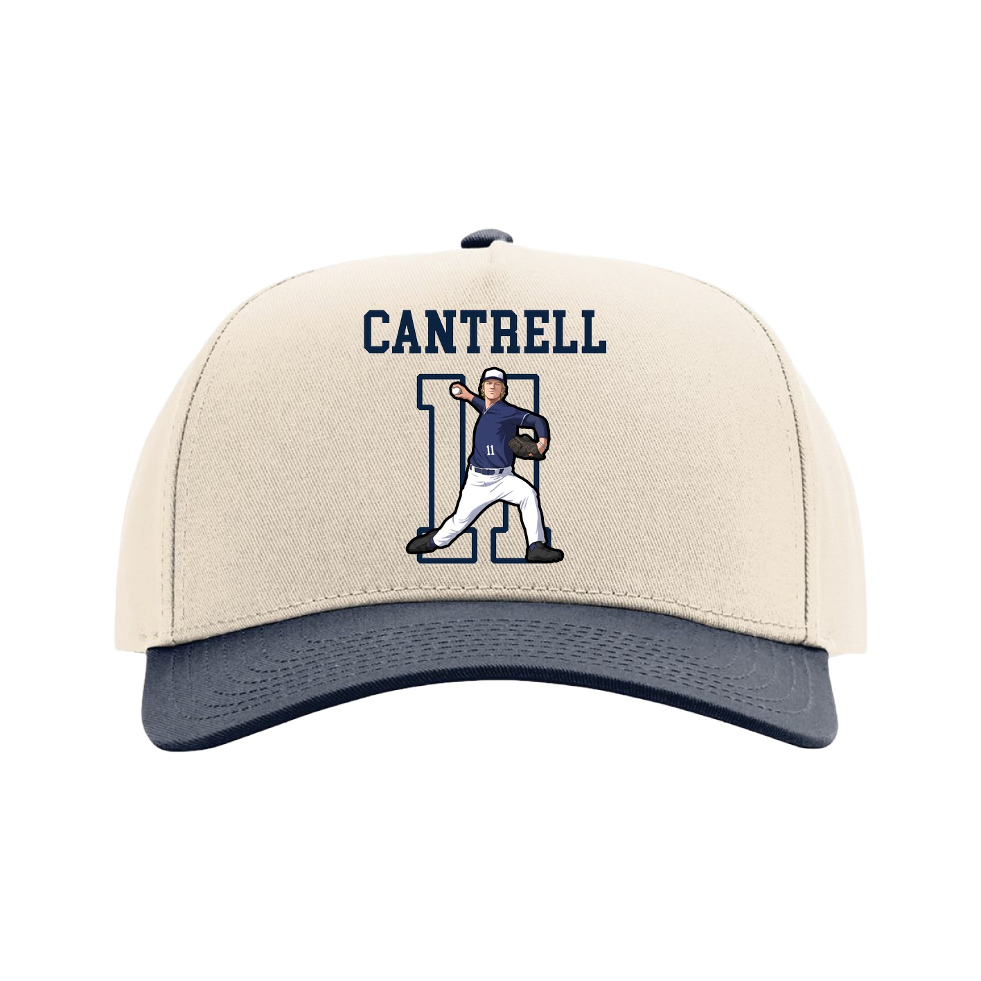 Full Fabric Five-Panel Champ Cap — Shirsey in Cream/Navy