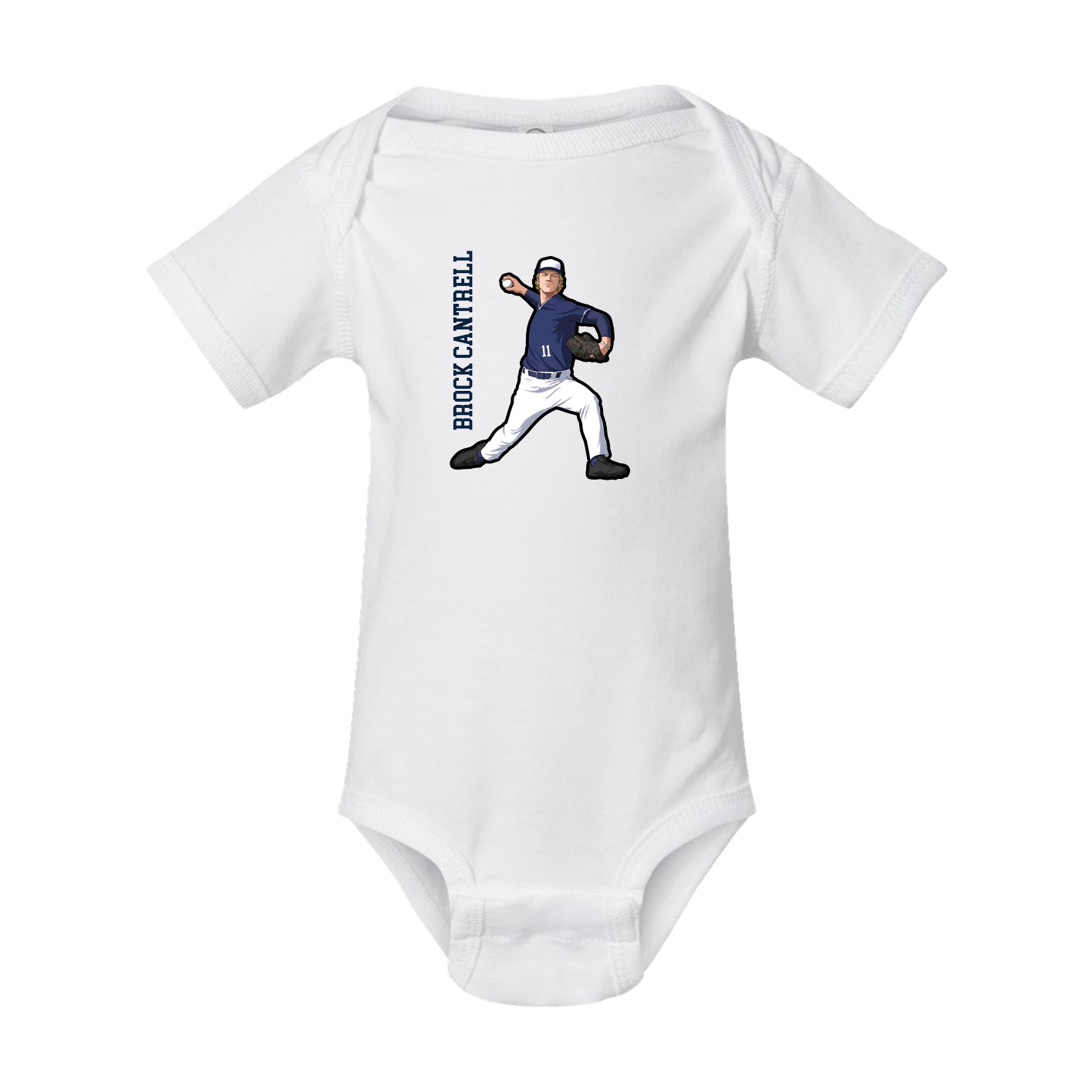 Baby Onesie — Name Vertical in White