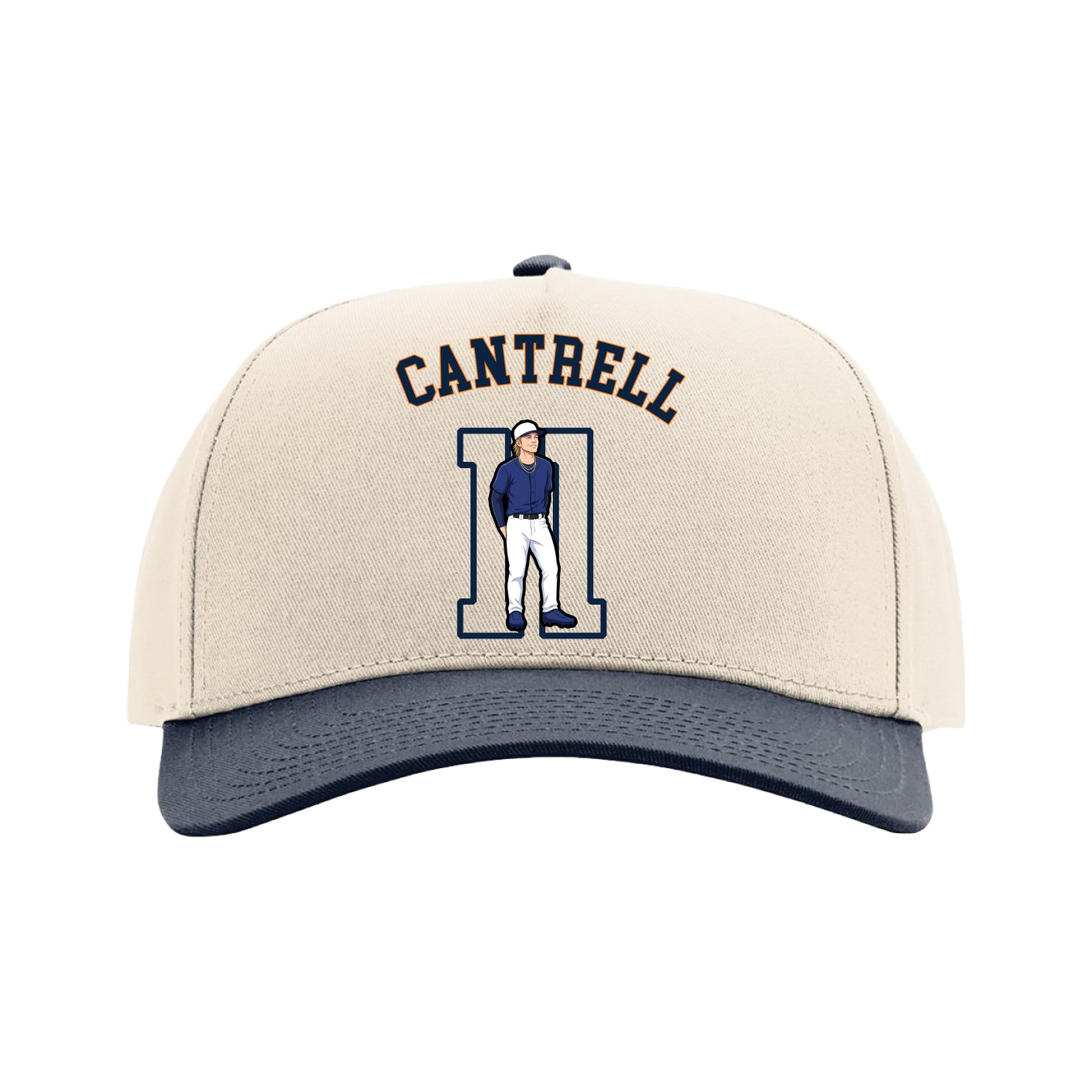 Full Fabric Five-Panel Champ Cap — Shirsey Arch in Cream/Navy