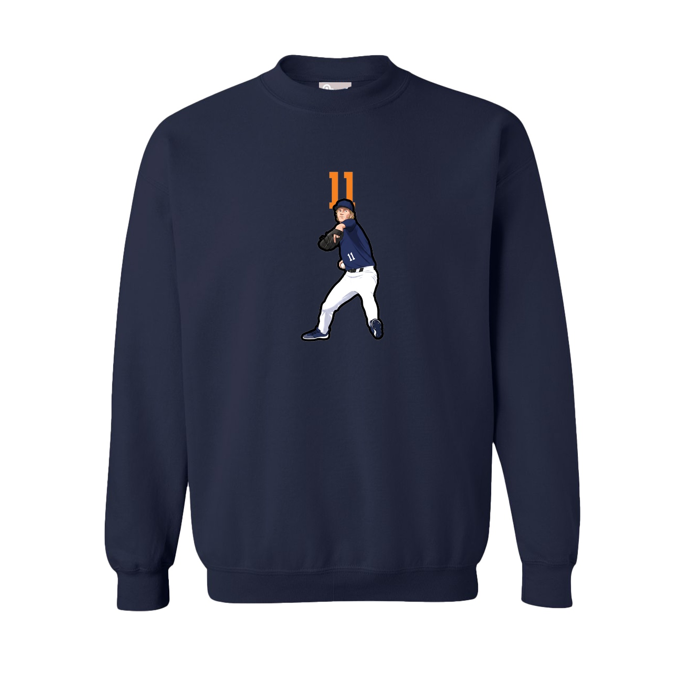 Fleece Crew — Number Top in Navy
