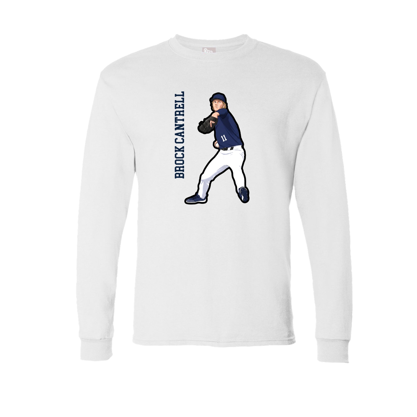 Long Sleeve Tee — Name Vertical in White
