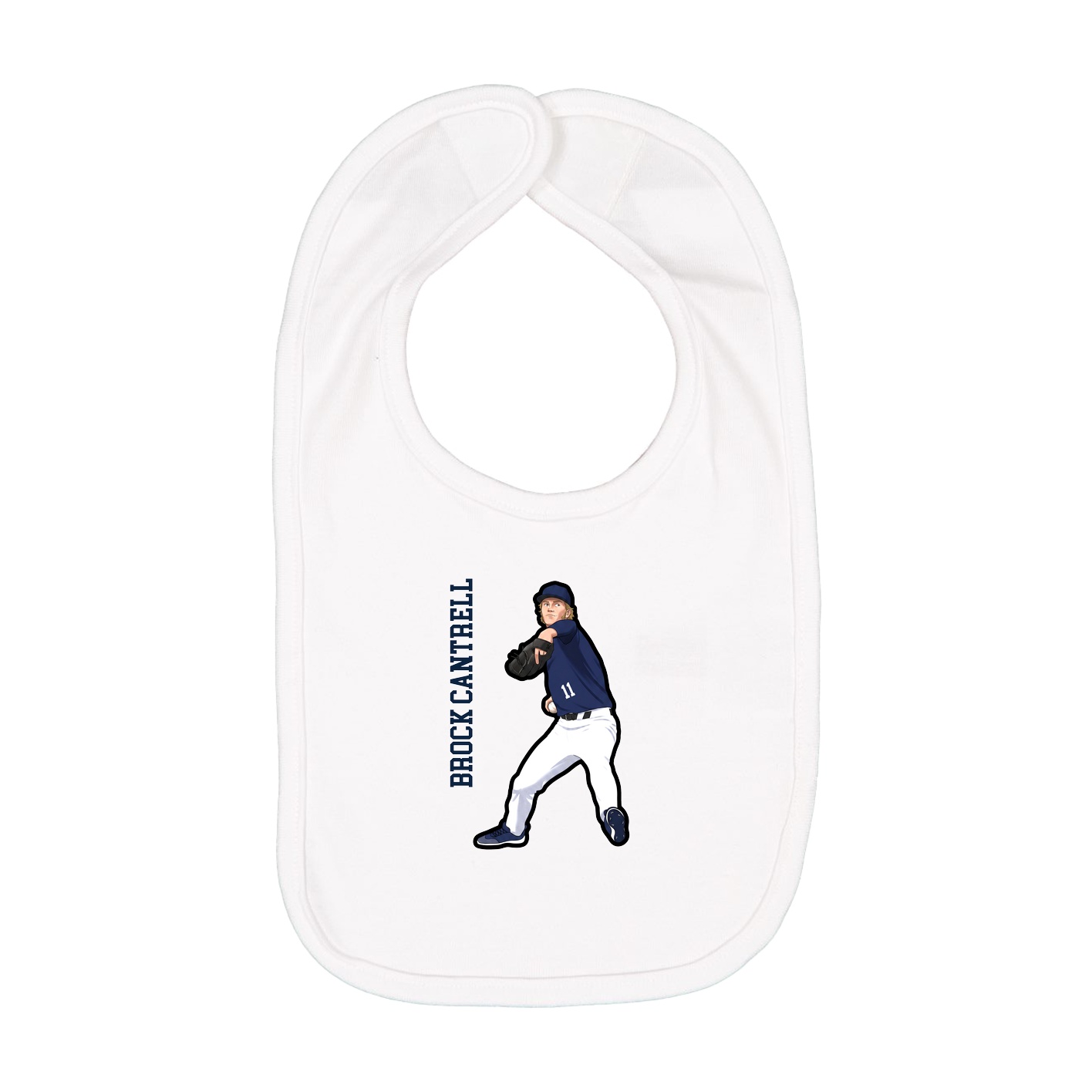 Infant Bib — Name Vertical in White