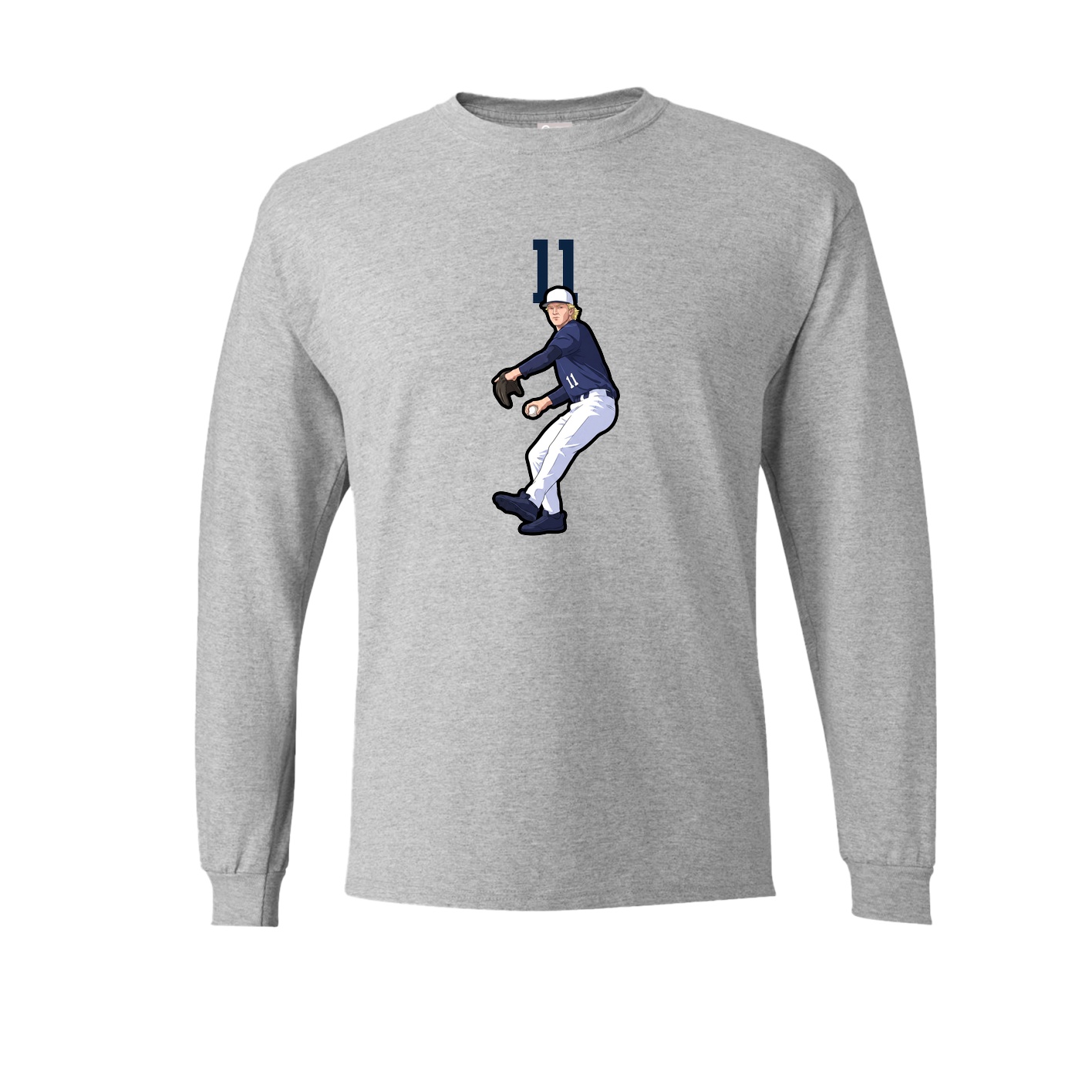 Long Sleeve Tee — Number Top in Grey