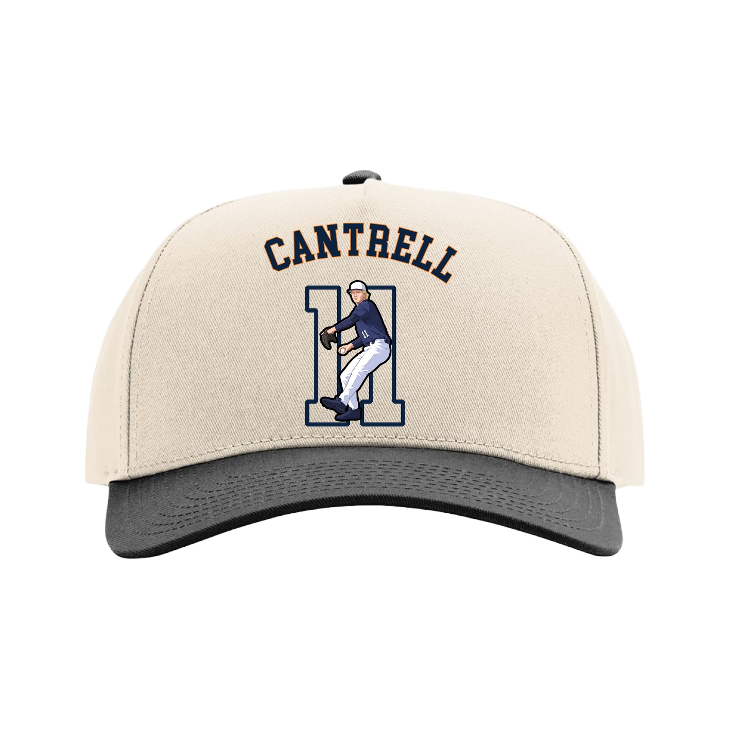 Full Fabric Five-Panel Champ Cap — Shirsey Arch in Cream/Black