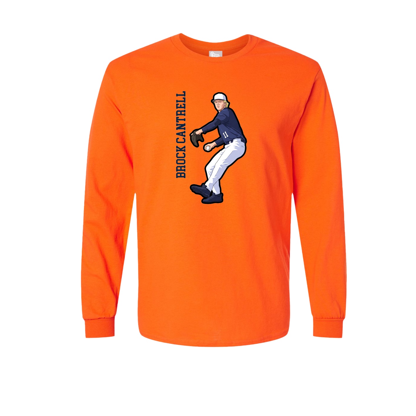 Long Sleeve Tee — Name Vertical in Orange