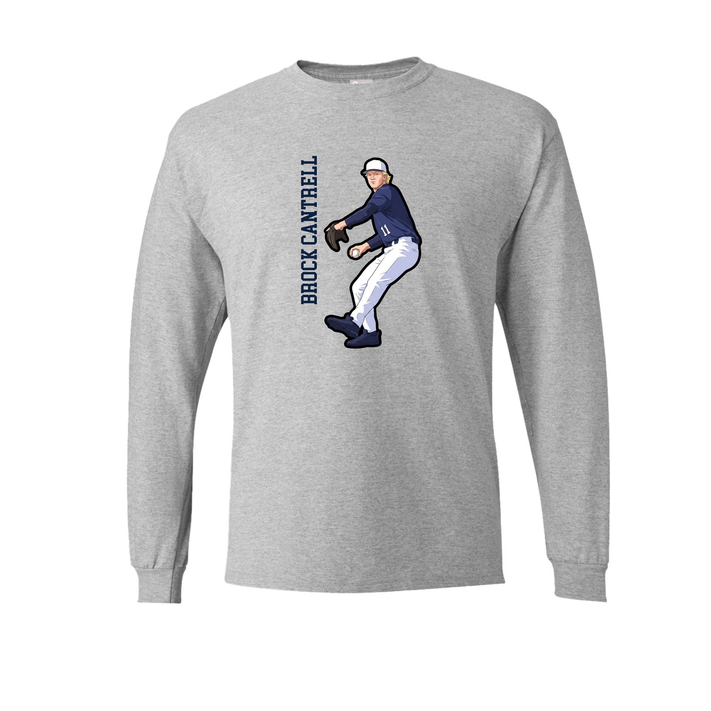 Long Sleeve Tee — Name Vertical in Grey