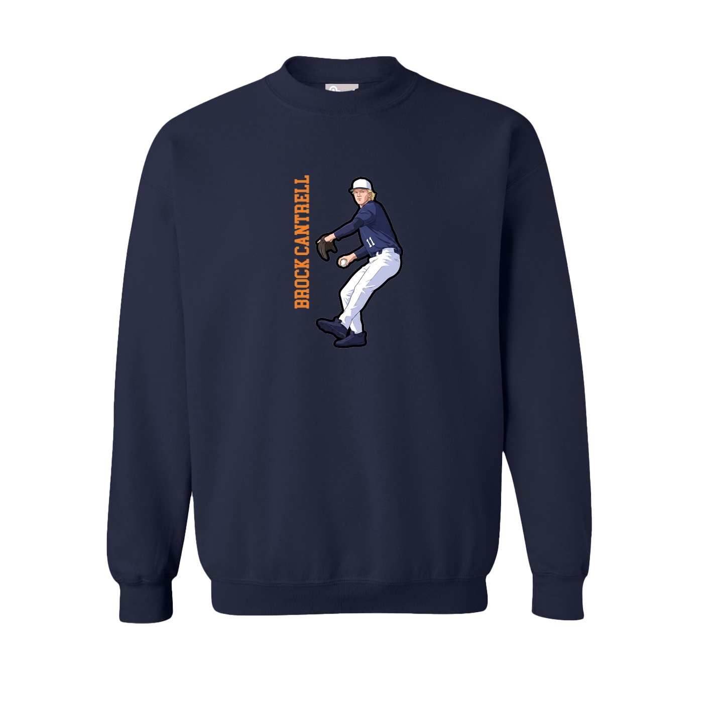 Fleece Crew — Name Vertical in Navy