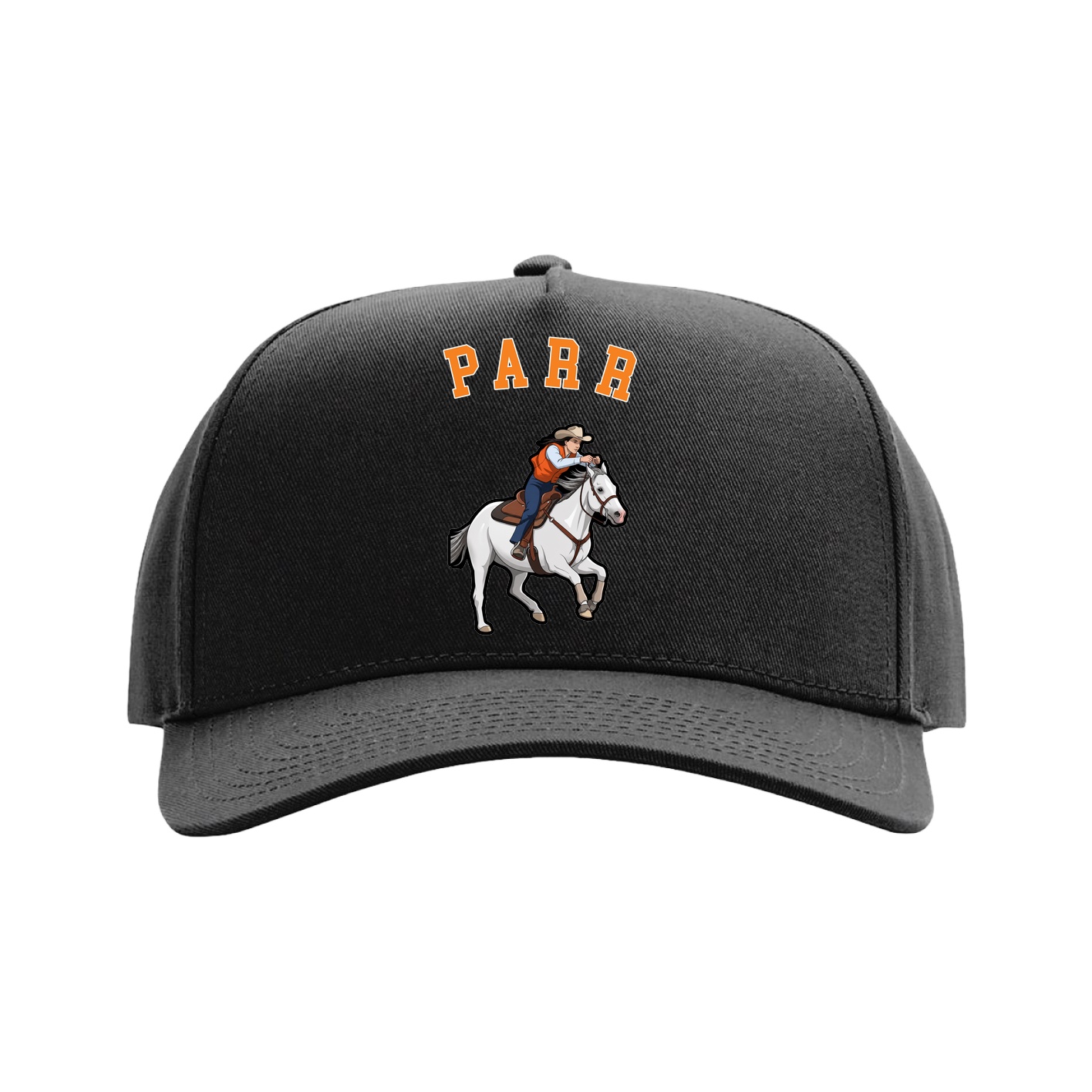 Full Fabric Five-Panel Champ Cap — Shirsey Arch in Black