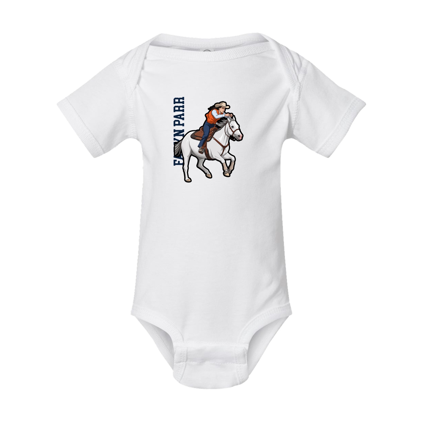Baby Onesie — Name Vertical in White