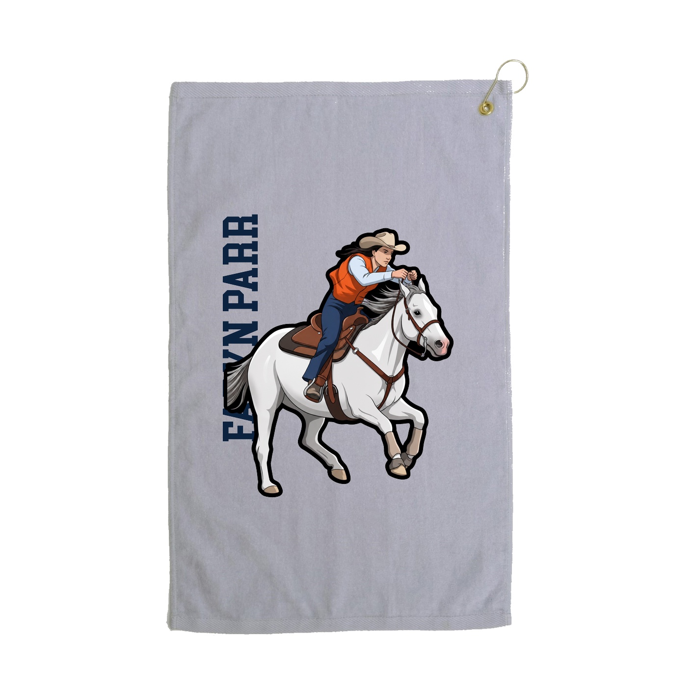 Golf Towel — Name Vertical in Grey