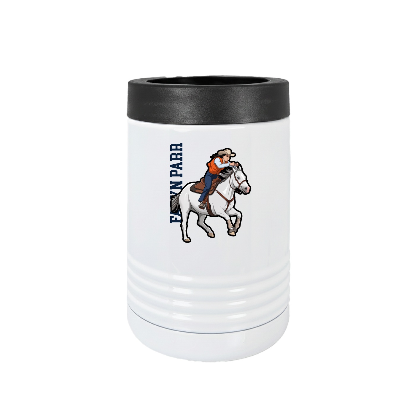 Beverage Holder — Name Vertical in White