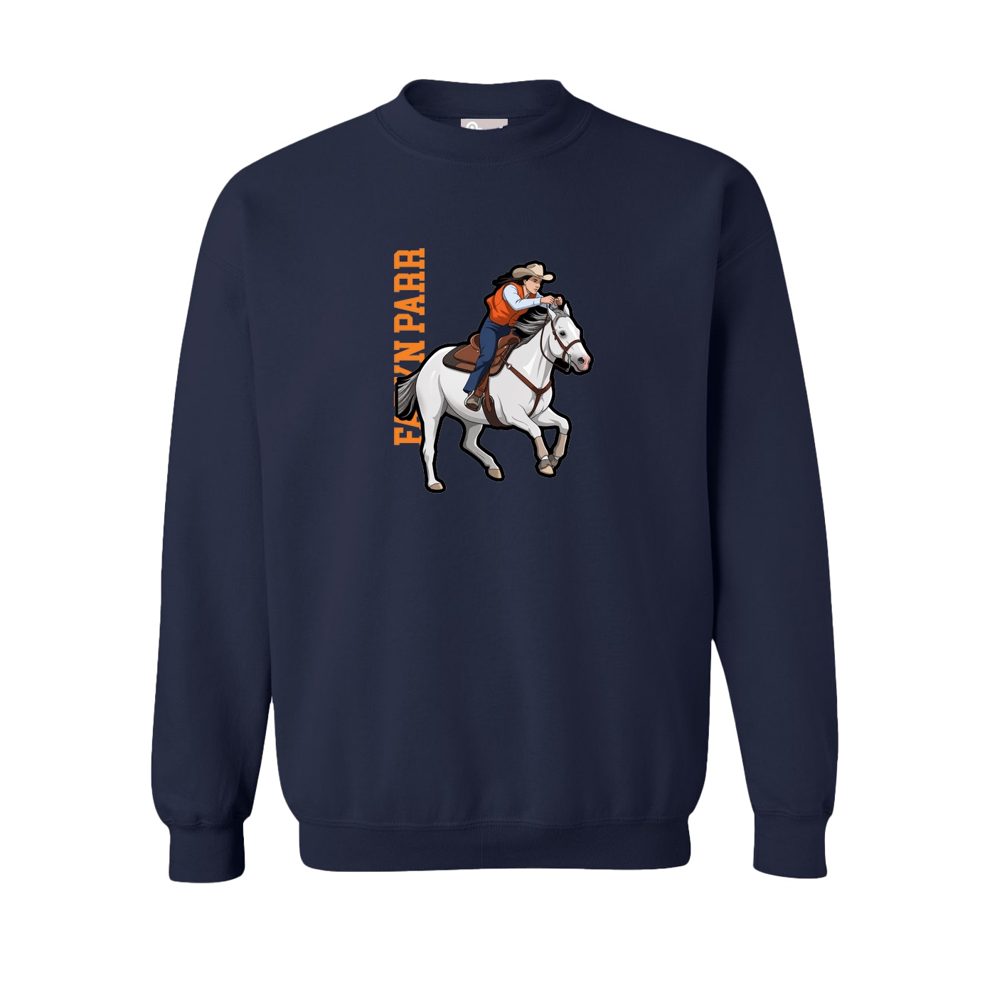 Fleece Crew — Name Vertical in Navy