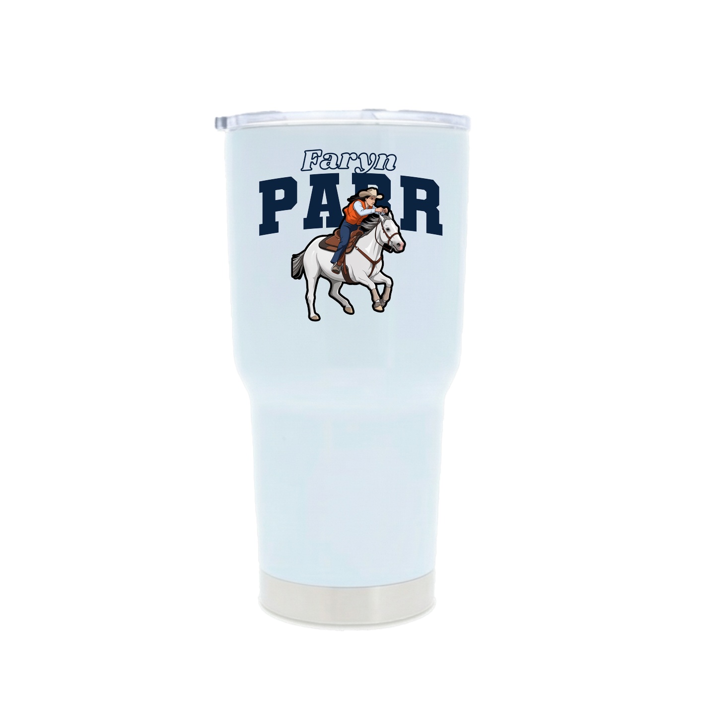 30oz Stainless Steel Tumbler — Name Arch in White