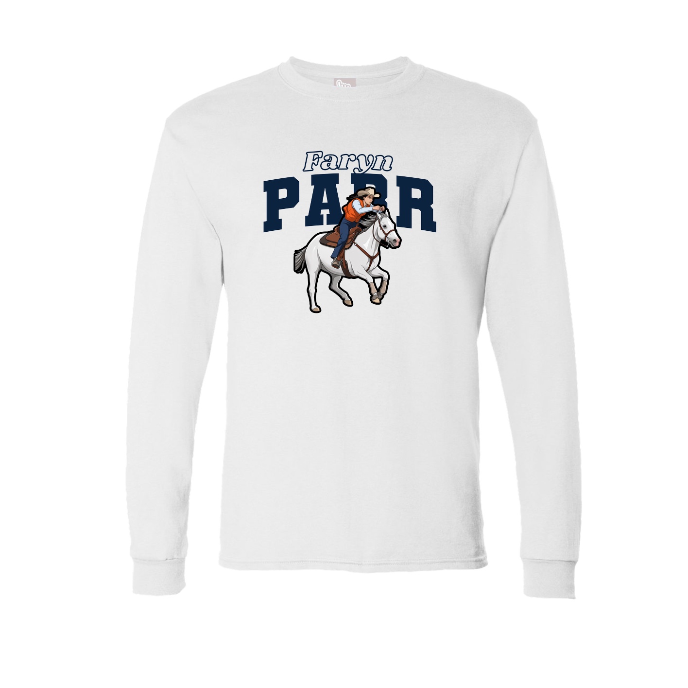 Long Sleeve Tee — Name Arch in White