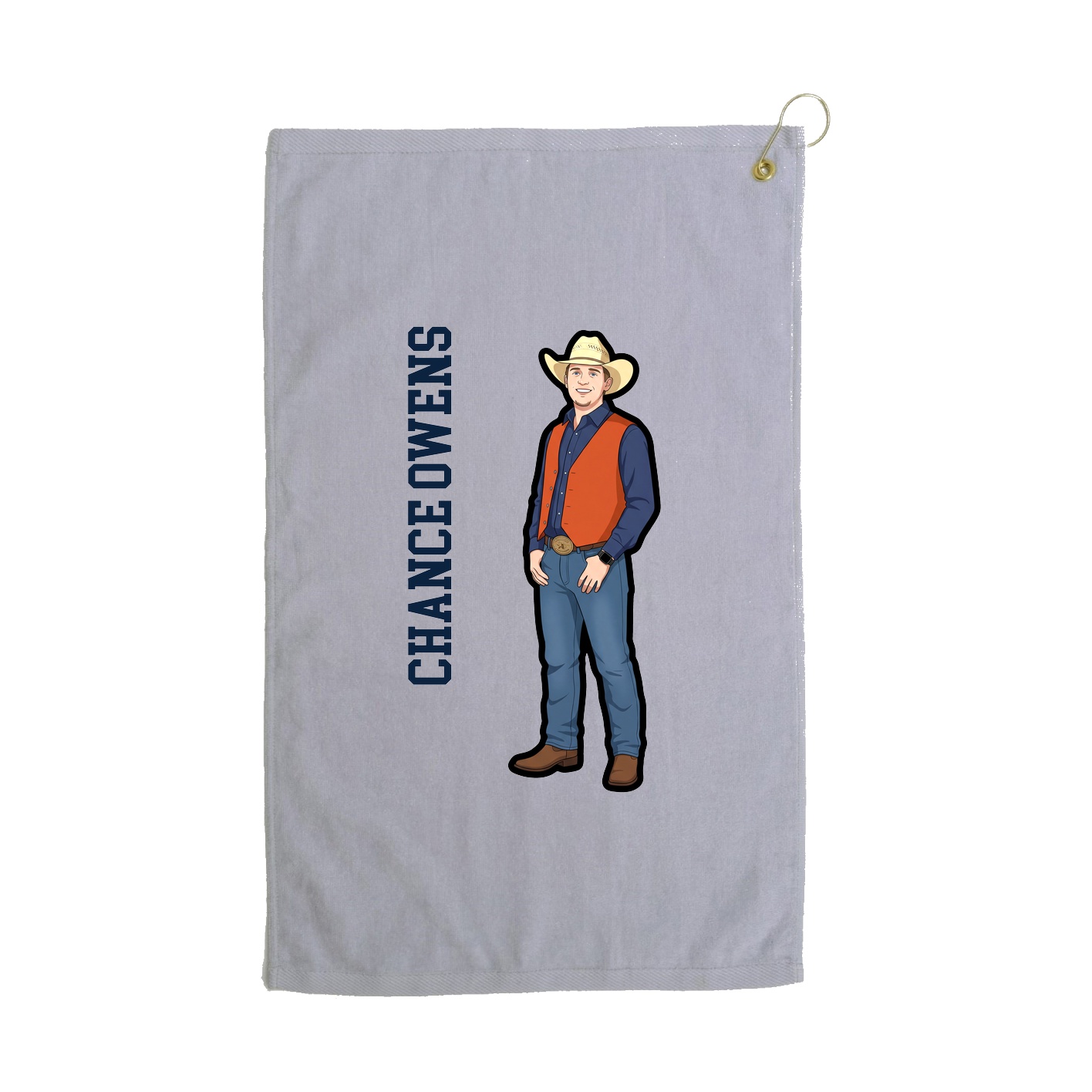 Golf Towel — Name Vertical in Grey