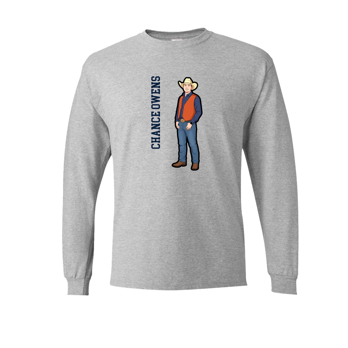 Long Sleeve Tee — Name Vertical in Grey