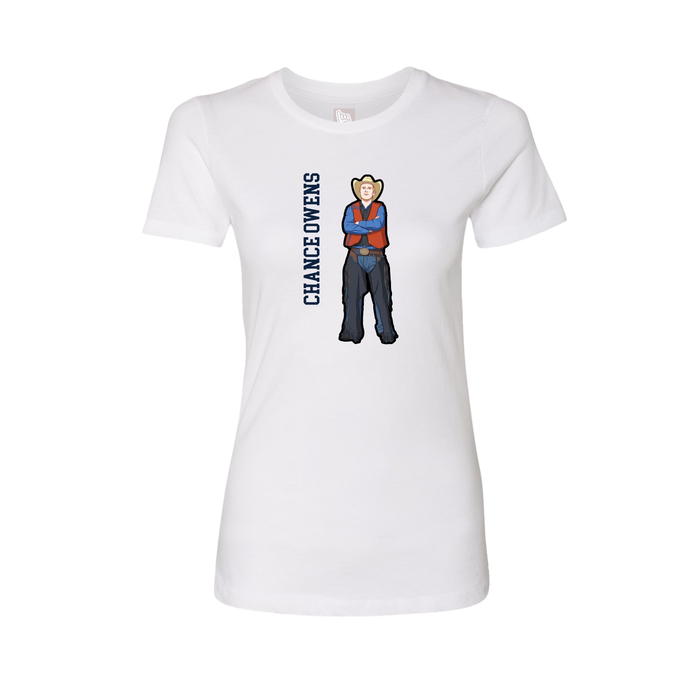 Fitted Women's Tee — Name Vertical in White