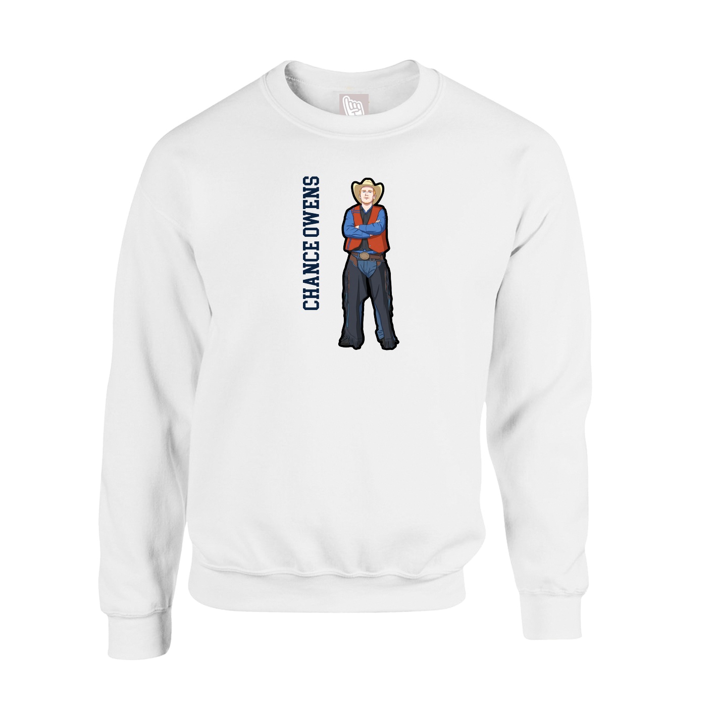 Fleece Crew — Name Vertical in White