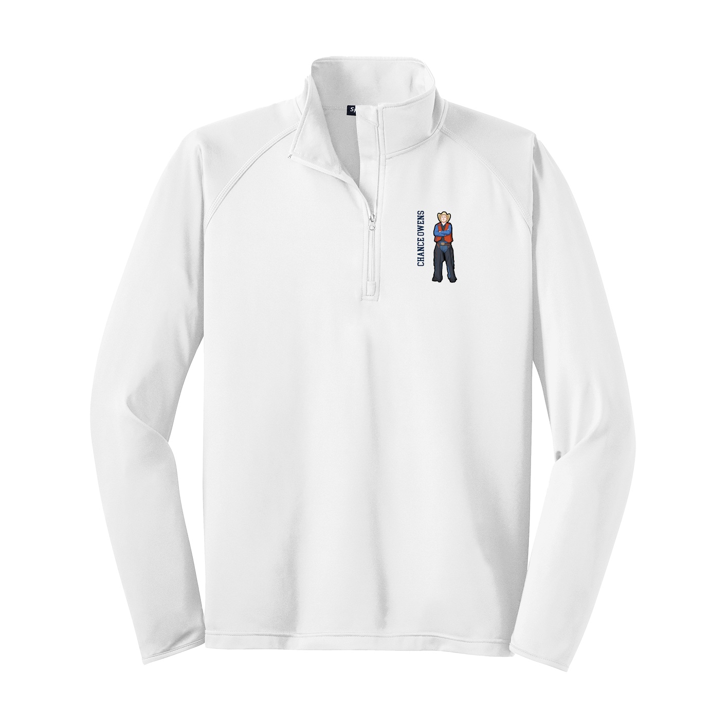 Q-Zip Pullover — Name Vertical in White
