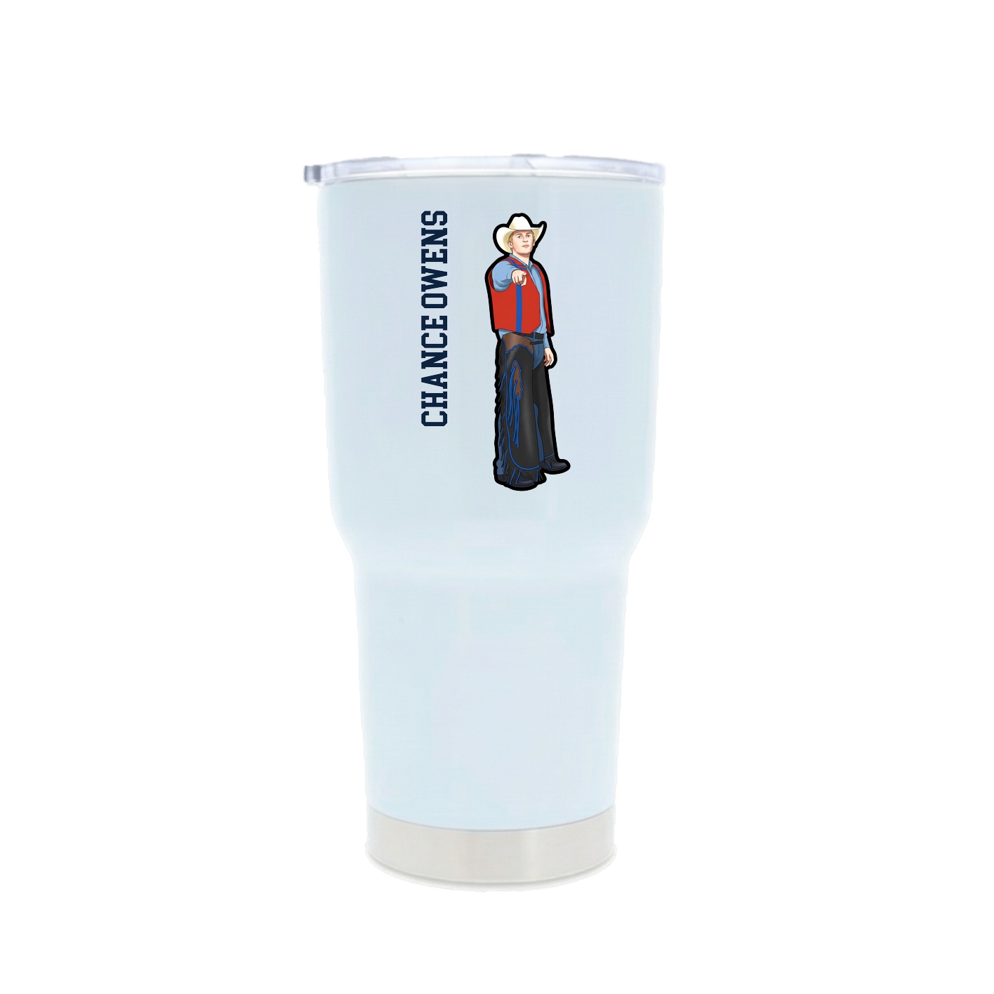 30oz Stainless Steel Tumbler — Name Vertical in White