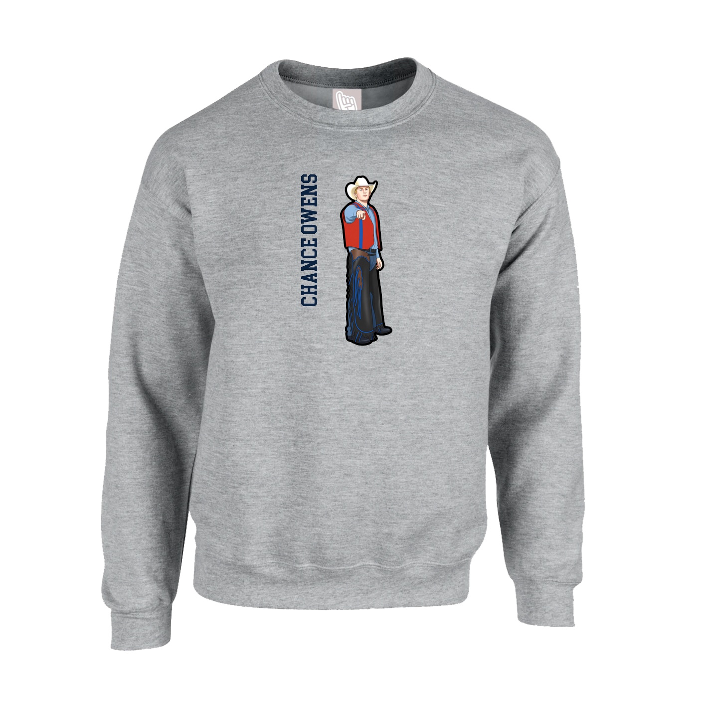 Fleece Crew — Name Vertical in Grey