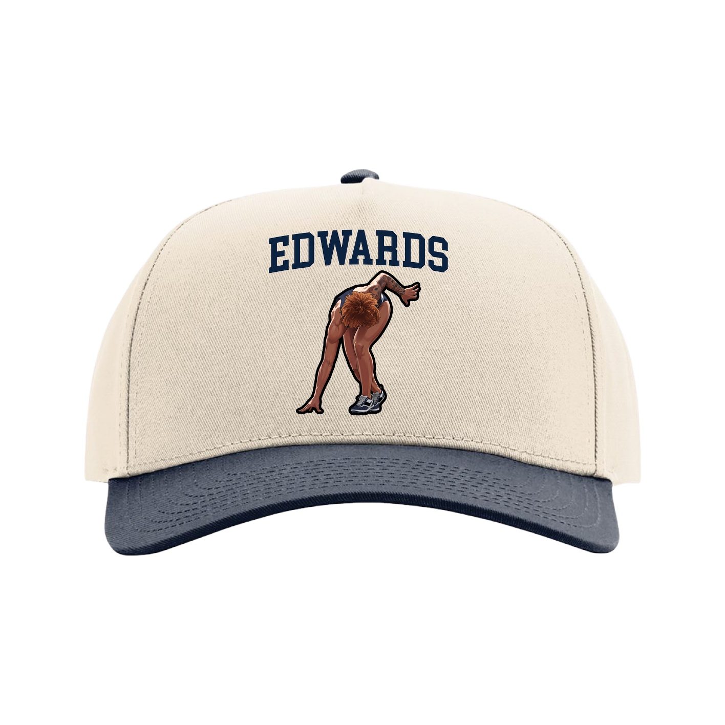 Full Fabric Five-Panel Champ Cap — Shirsey in Cream/Navy