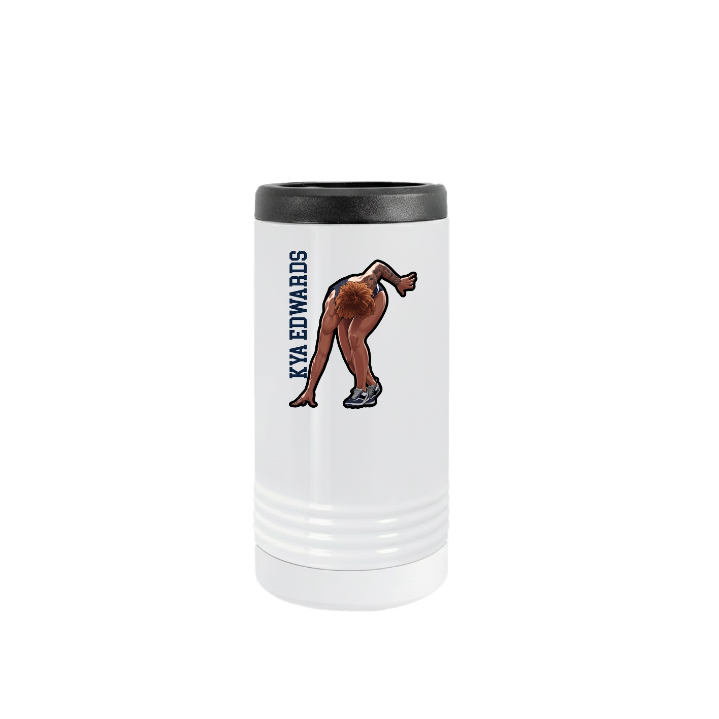 Slim Beverage Holder — Name Vertical in White