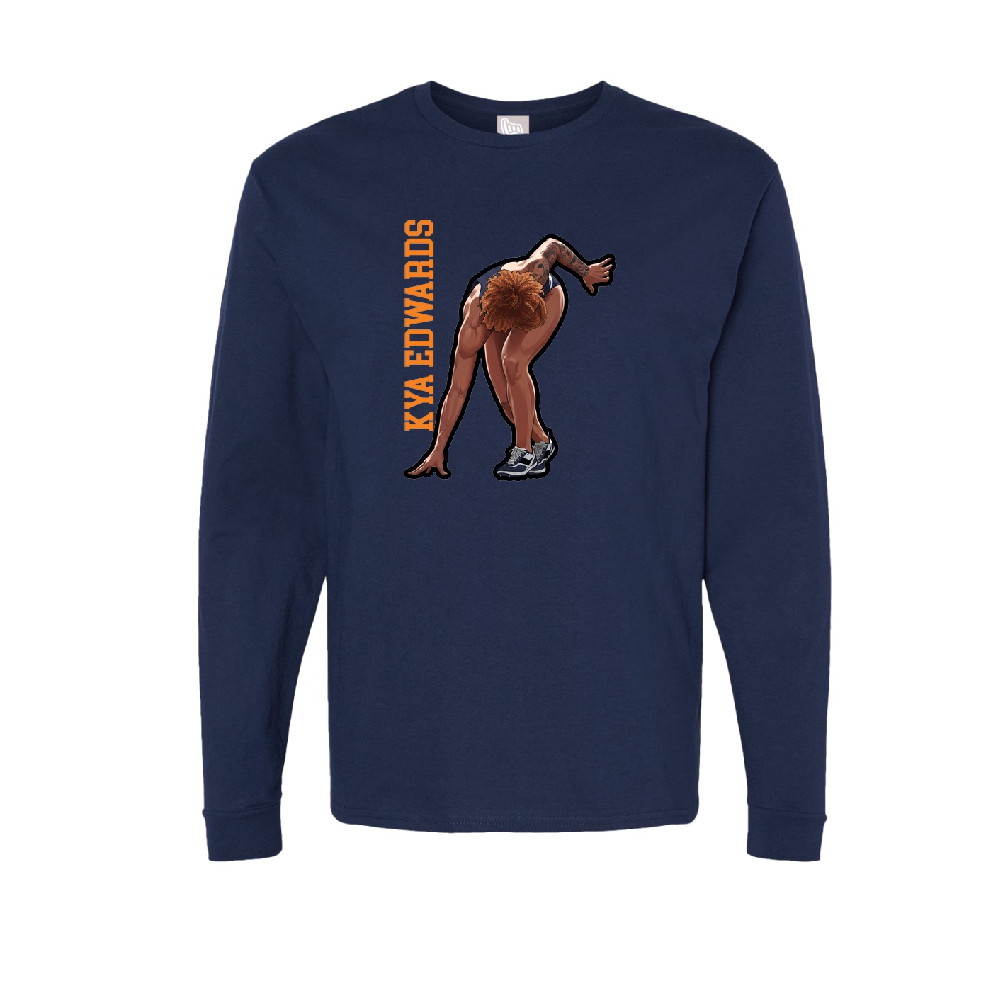 Long Sleeve Tee — Name Vertical in Navy