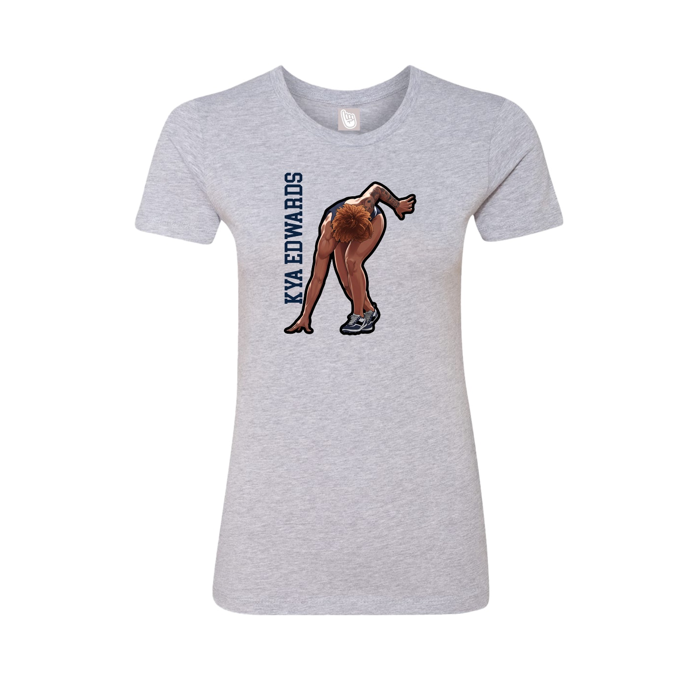 Fitted Women's Tee — Name Vertical in Grey