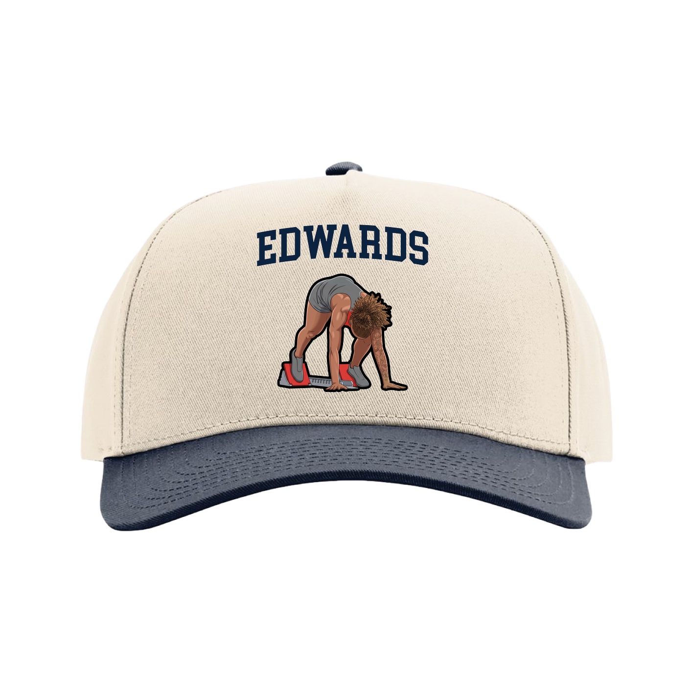 Full Fabric Five-Panel Champ Cap — Shirsey in Cream/Navy