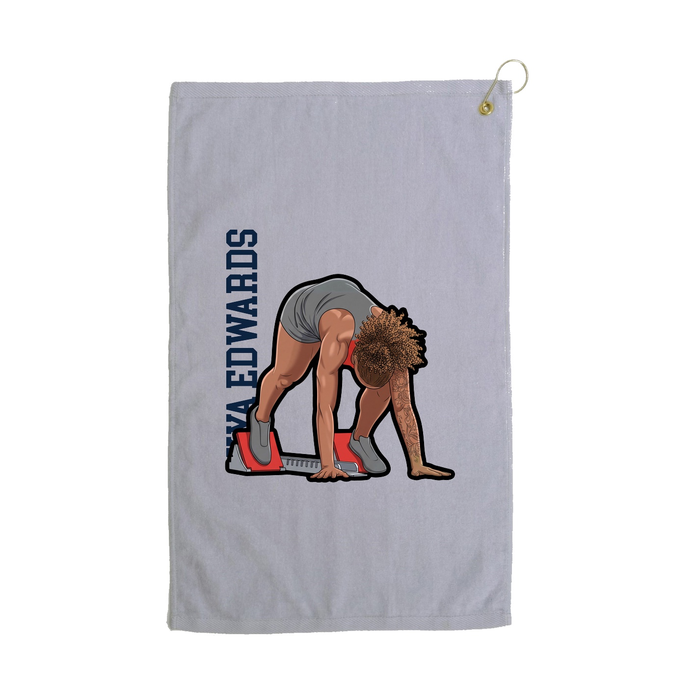Golf Towel — Name Vertical in Grey