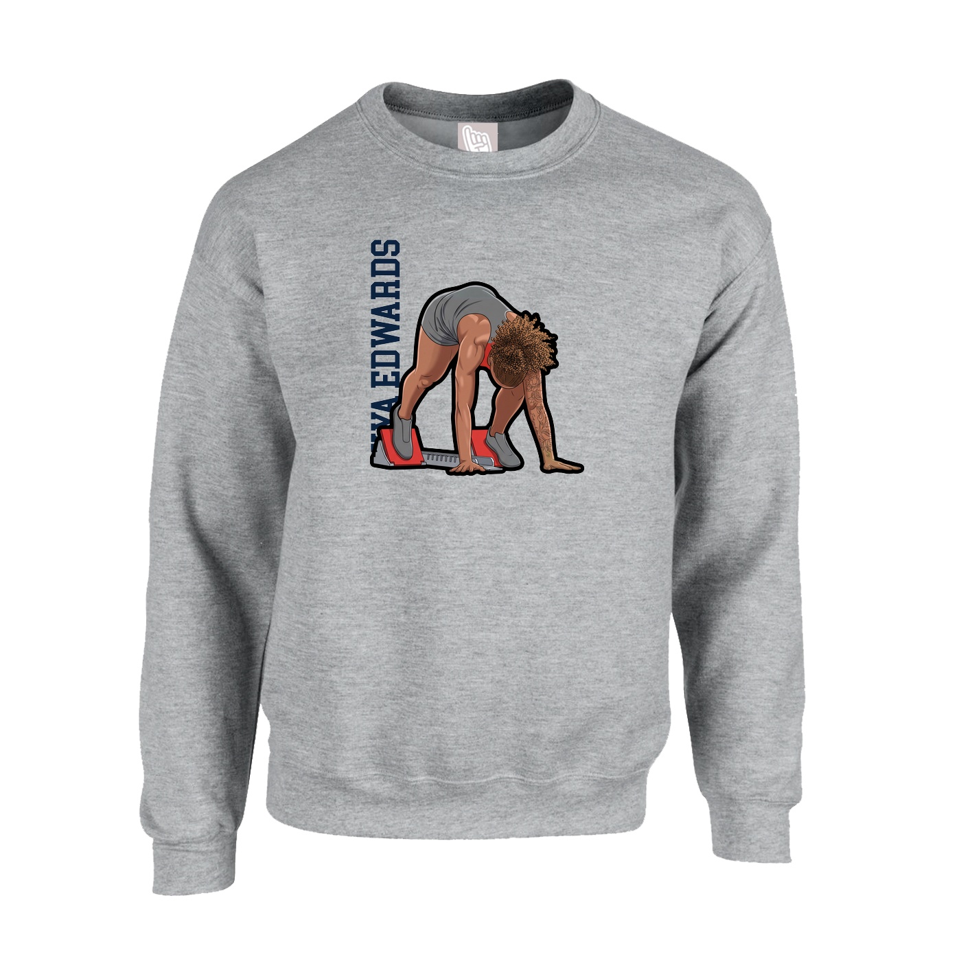 Fleece Crew — Name Vertical in Grey