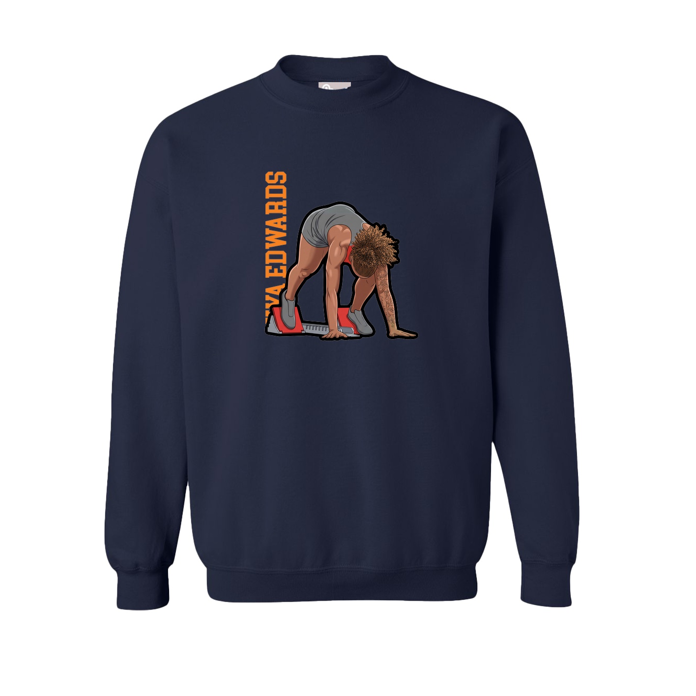 Fleece Crew — Name Vertical in Navy