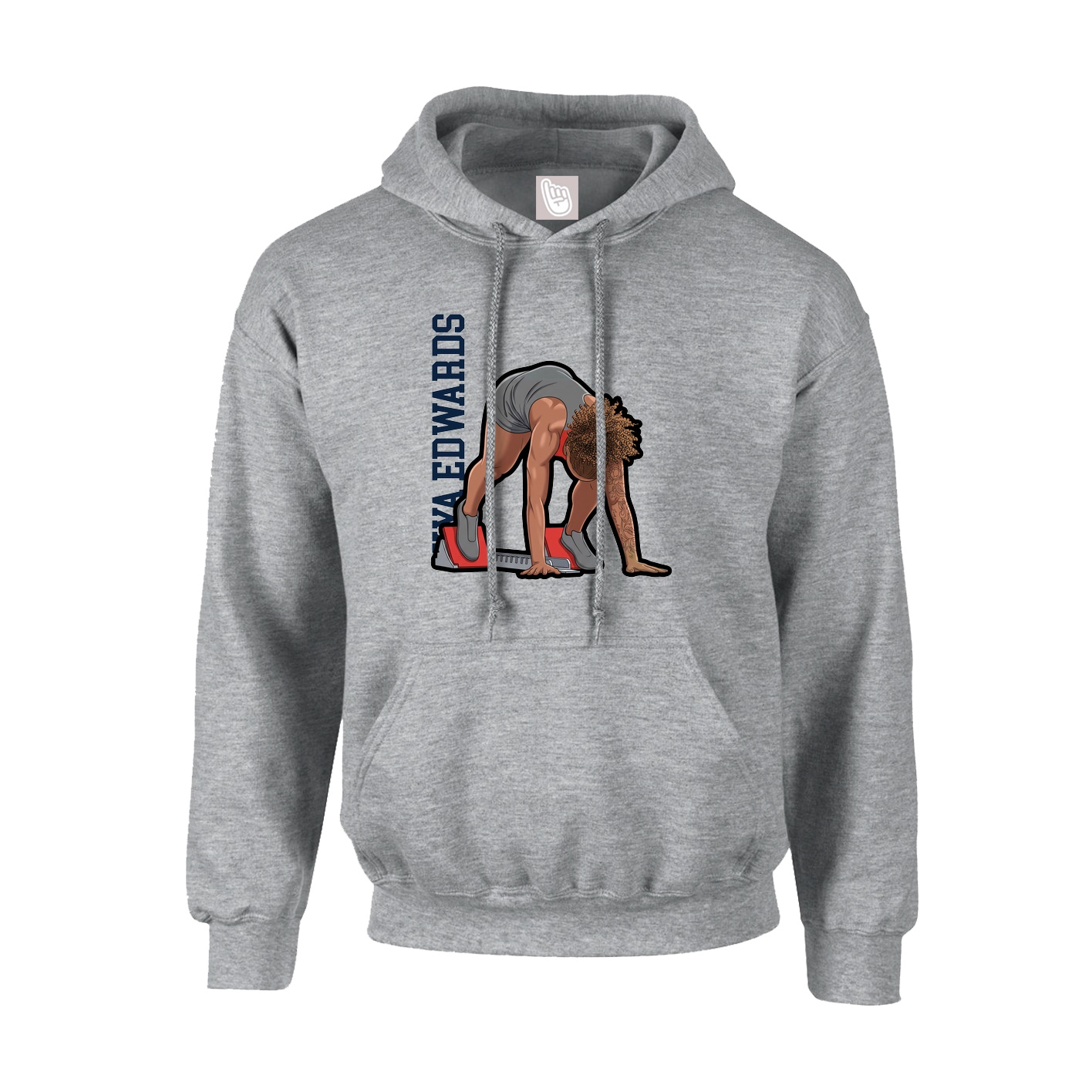 Youth Hoodie — Name Vertical in Grey
