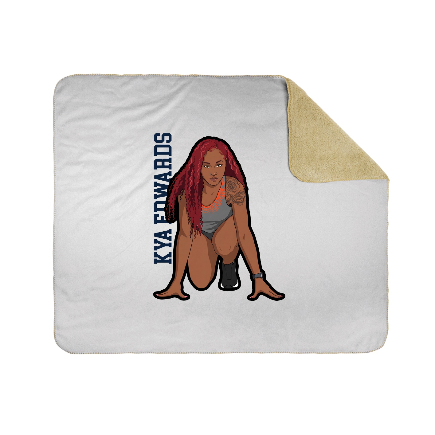 Throw Blanket — Name Vertical in White