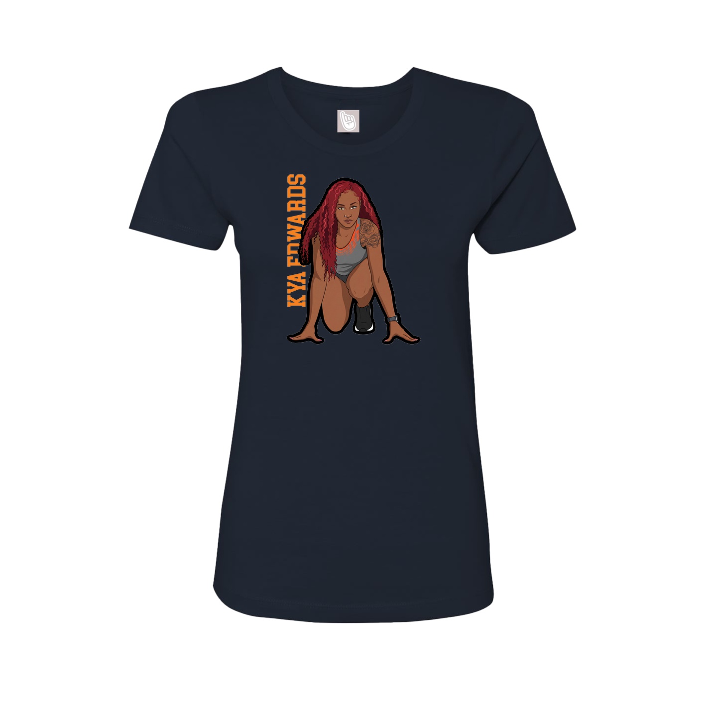 Womens Tee — Name Vertical in Navy
