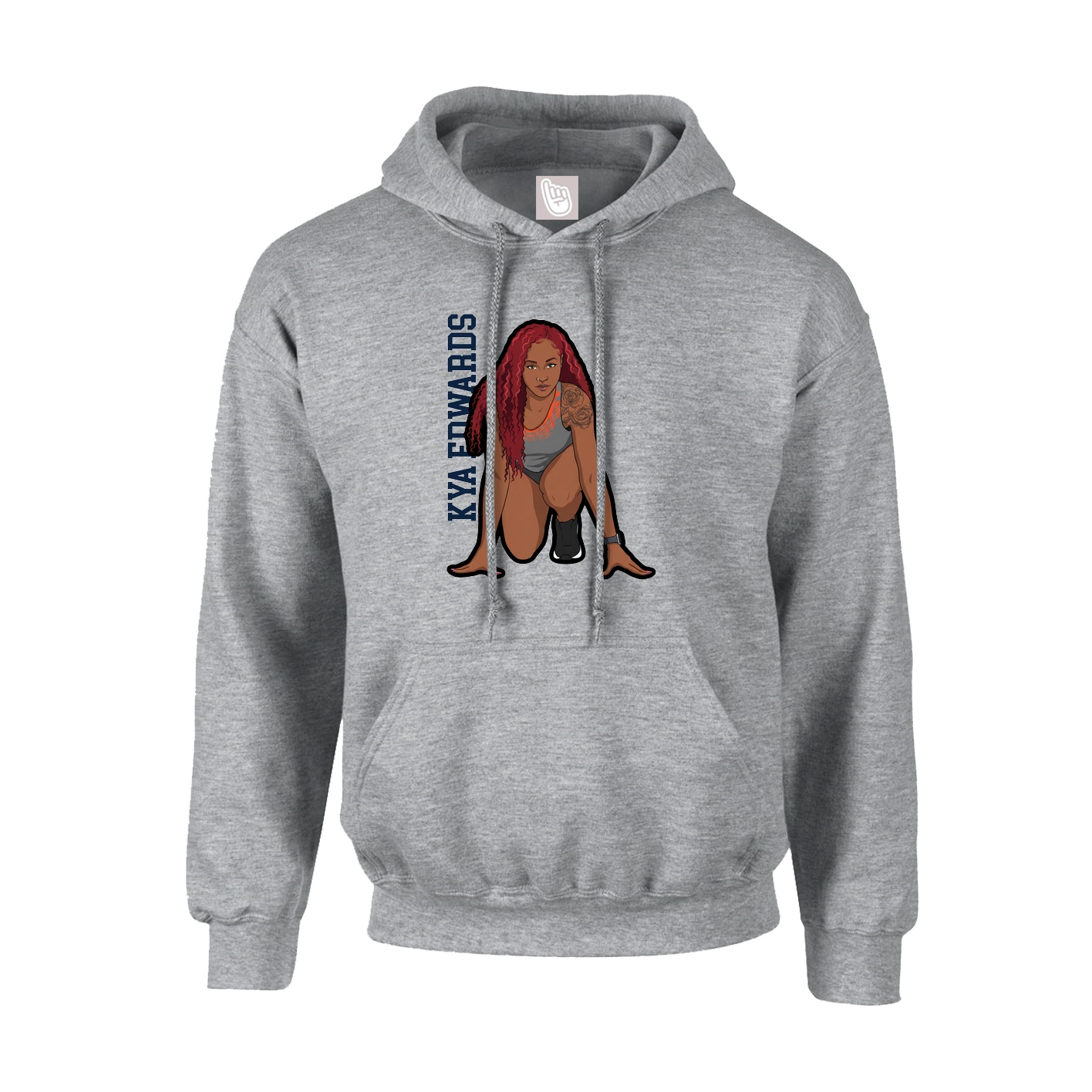 Hoodie — Name Vertical in Grey