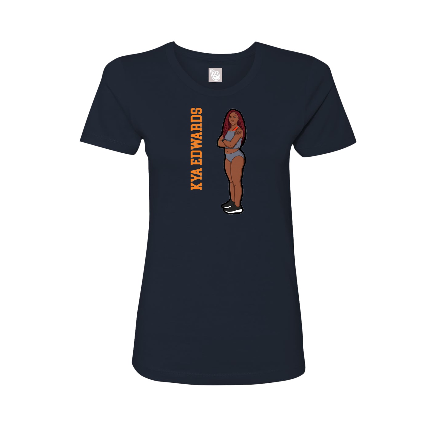 Womens Tee — Name Vertical in Navy
