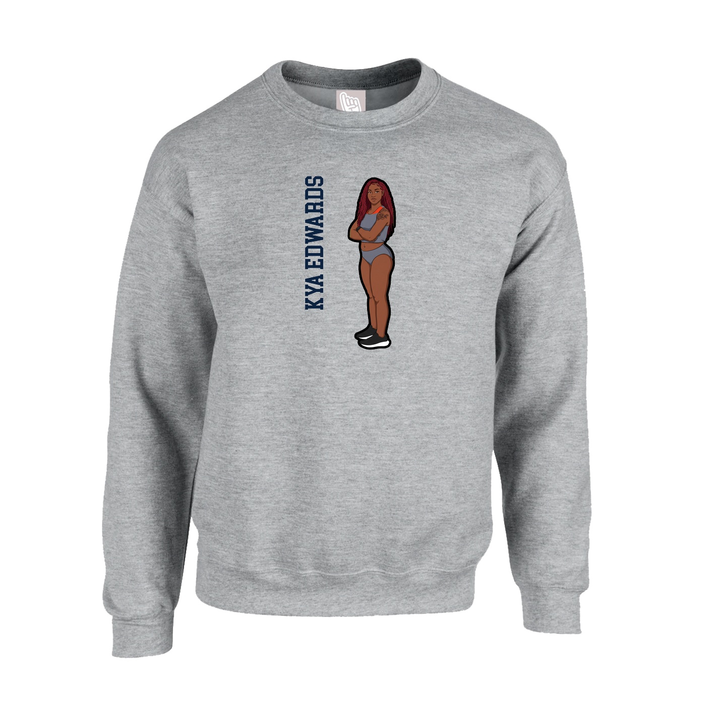 Fleece Crew — Name Vertical in Grey